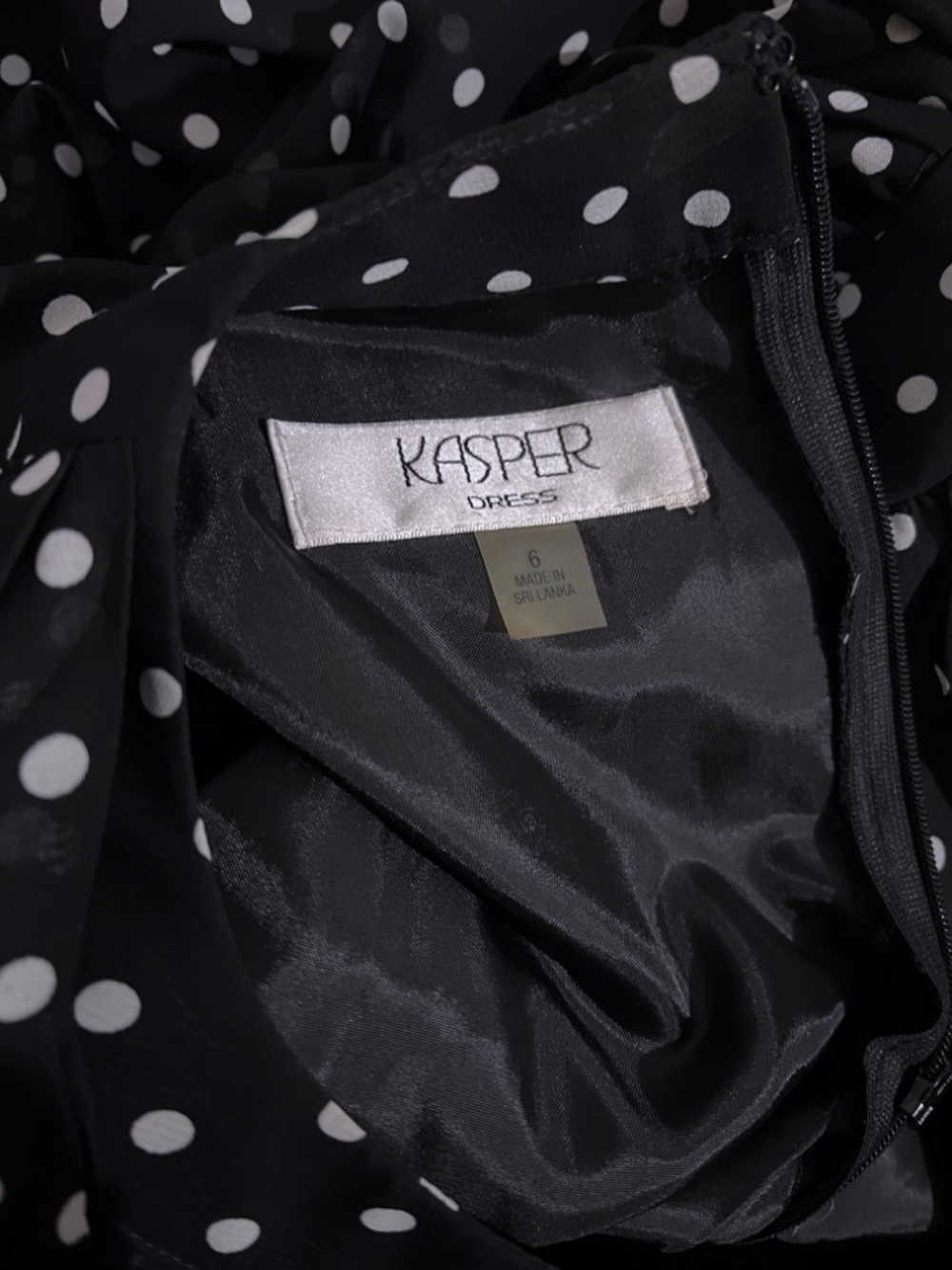 Kasper Polka Dot Tie Neck Dress - Picture 8 of 12